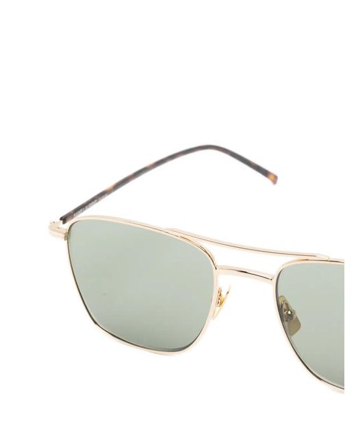 Saint Laurent White Pilot-Frame Sunglasses