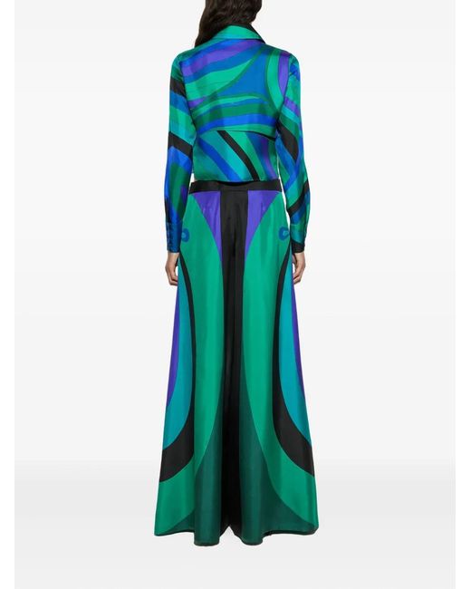 Emilio Pucci Blue Iride-Print Button-Up Shirt