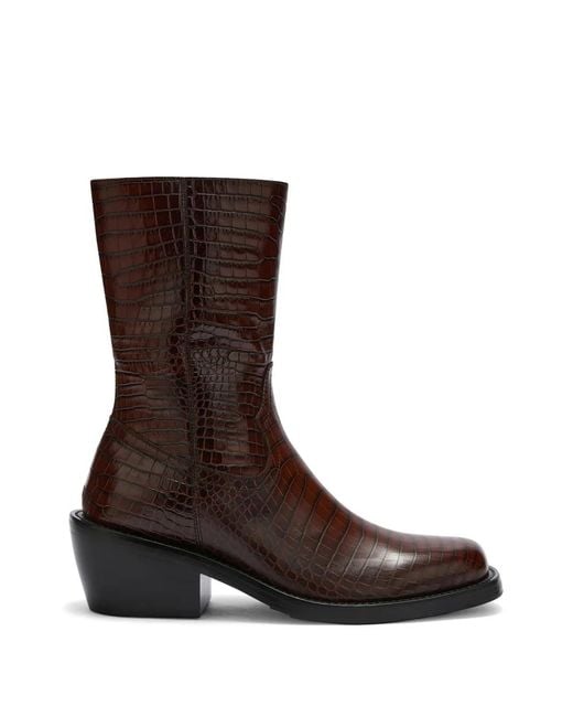 Dries Van Noten Brown Zip Leather Boots for men