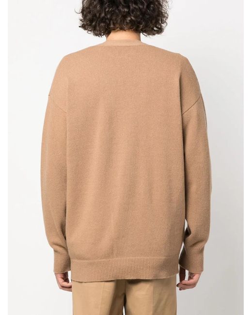 Roberto Collina Natural V-Neck Wool-Cashmere Blend Cardigan for men