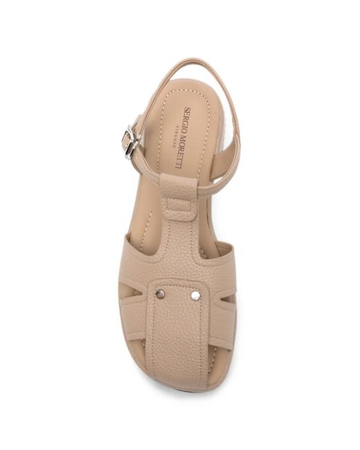 SERGIO MORETTI FIRENZE Natural Pebbled Leather Sandals