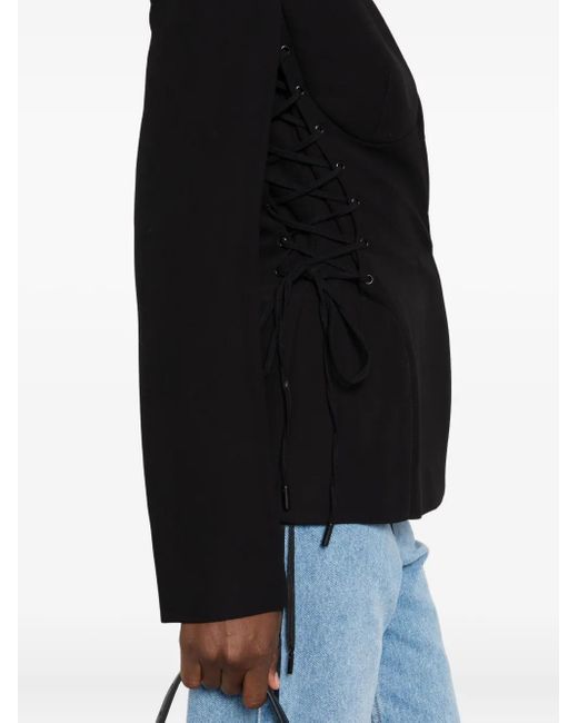 Mugler Black Sculptural Lace-Up Jacket