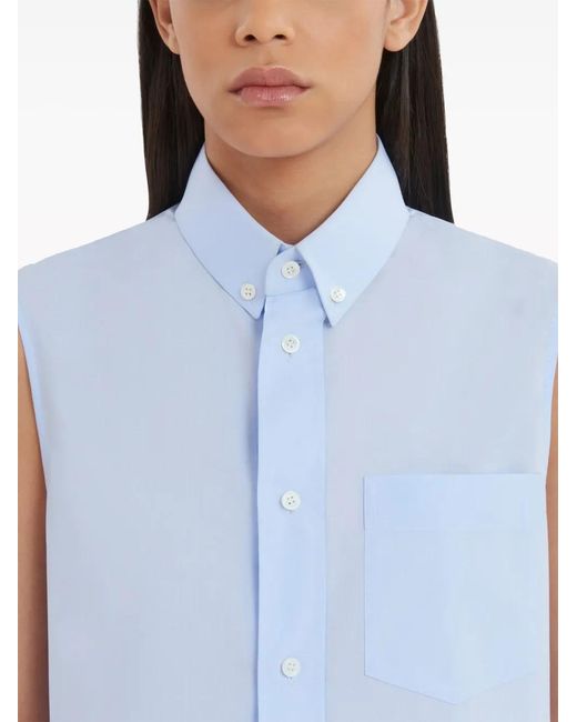 Marni Blue Sleeveless Cotton Shirt