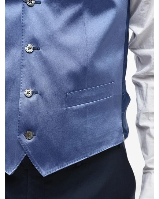 Corneliani Blue Cerimonia Academy Silk Satin Waistcoat for men