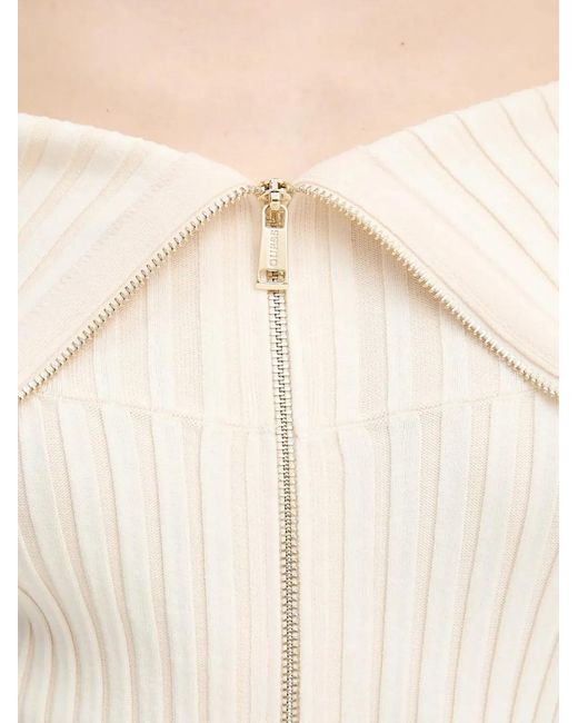 Guess White Off-Shoulder Zip Mini Dress