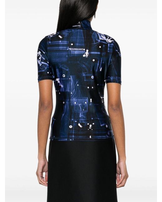 Coperni Blue T-Shirt mit abstraktem Print