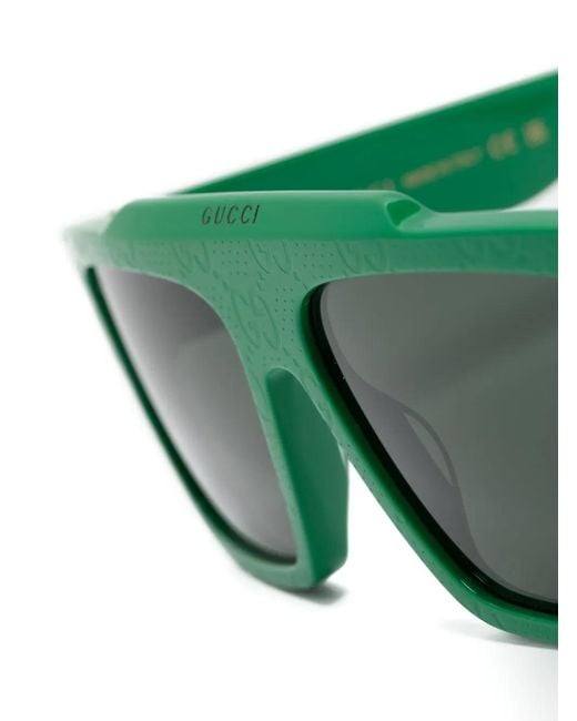 Gucci Green Gg Rectangle-Frame Sunglasses