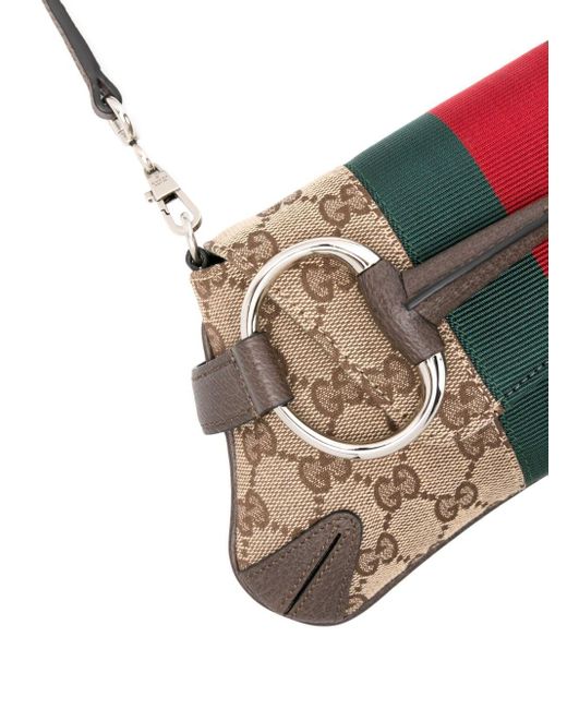 Bolso de hombro Horsebit Chain pequeño Gucci de color Natural