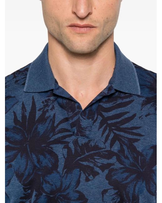 Gran Sasso Poloshirt Mit Blumen-Print in Blue für Herren