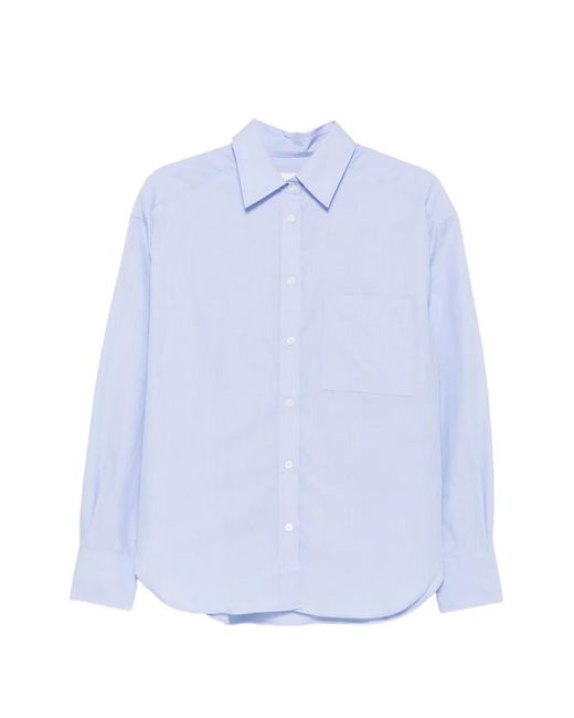 Closed Blue Chest-Pocket Button-Down Shirt
