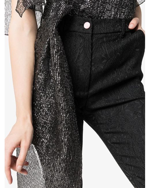 Dolce & Gabbana Black Cropped Floral Brocade Trousers