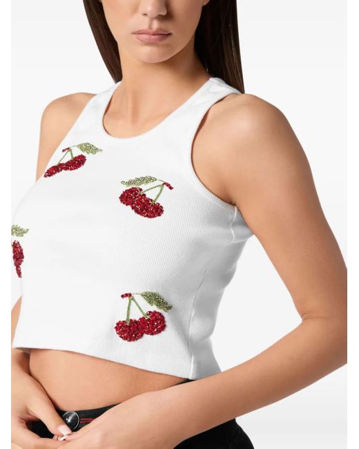 Philipp Plein White Cherries Tank Top