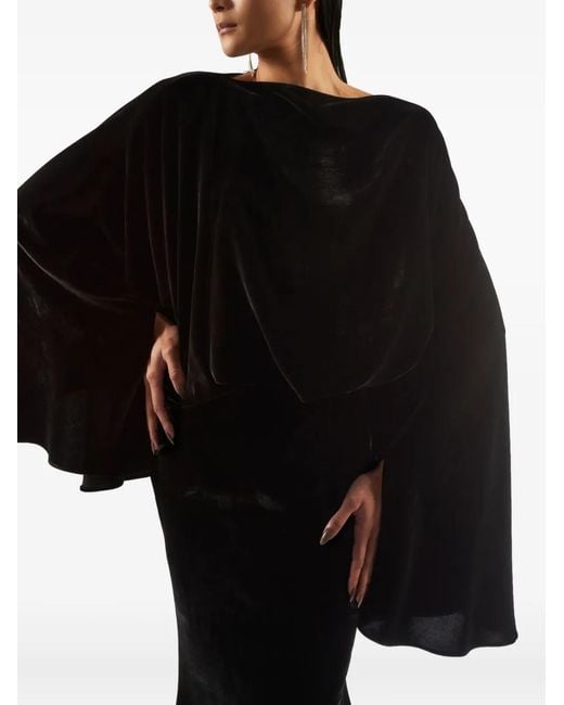 ‎Taller Marmo Black Musidora Draped Maxi Gown