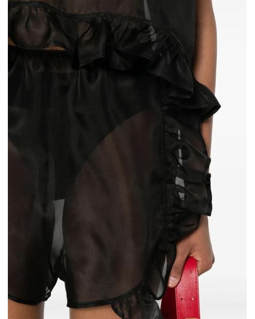 Ioana Ciolacu Black Semi-Transparente Dahlia Shorts