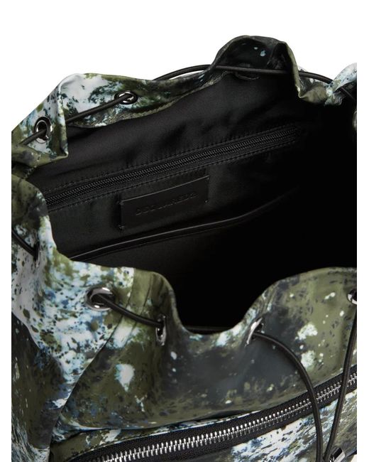 DSquared² Green Paint-Splashes Logo-Print Backpack for men
