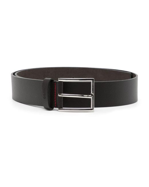 HUGO Black Contrast-stitching Leather Belt for men