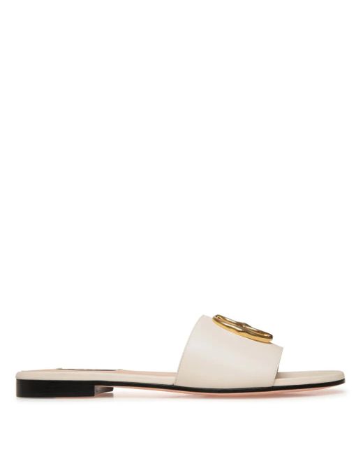 Bally フラット レザーサンダル White