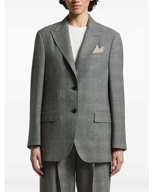 Peserico Gray Prince Of Wales Check Single-Breasted Blazer