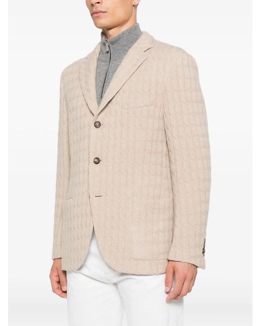 Eleventy Natural Cable-Knit Single-Breasted Blazer for men