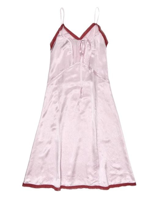 Bimba Y Lola Pink Lace-Trim Tie Midi Dress