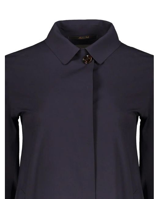 Moorer Blue Silene Logo-Button Coat