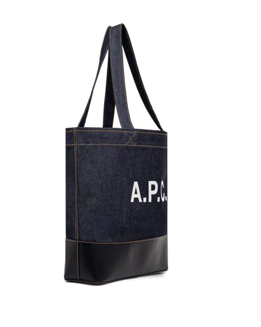 A.P.C. Black Large Axel Denim Logo Tote Bag