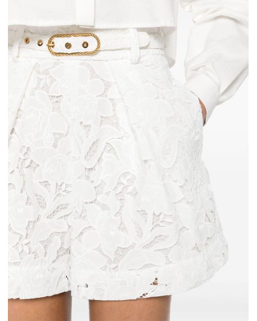 Zimmermann White Corded-lace Cotton Shorts