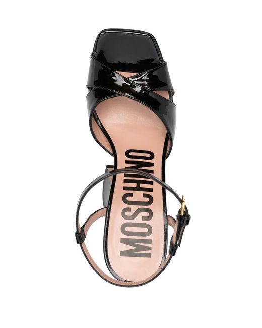 Moschino Black Patent Leather Platform Sandals
