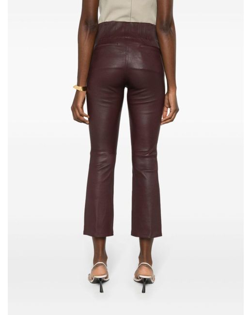Arma Brown Leather Straight Trousers