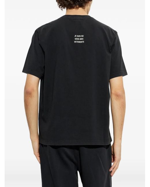 Vetements Black Graphic-Print Cotton T-Shirt for men