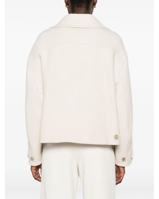 Semicouture White Zip-Up Button-Cuff Jacket