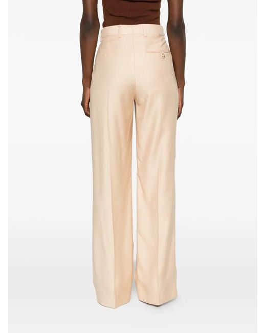 Stella McCartney White Pleated Wide-Leg Trousers