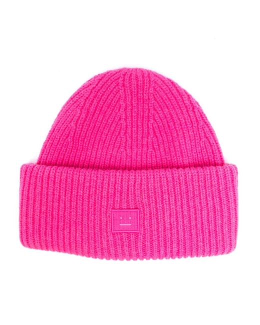 Jacquard Cotton And Wool Beanie in Pink - Acne Studios Kids