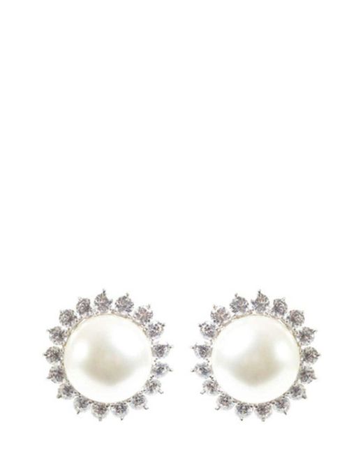 Pendientes con perlas artificiales Fantasia by Deserio de color White