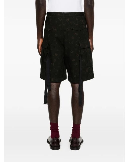 Sacai Floral-Print Cargo Shorts in Black for Men | Lyst