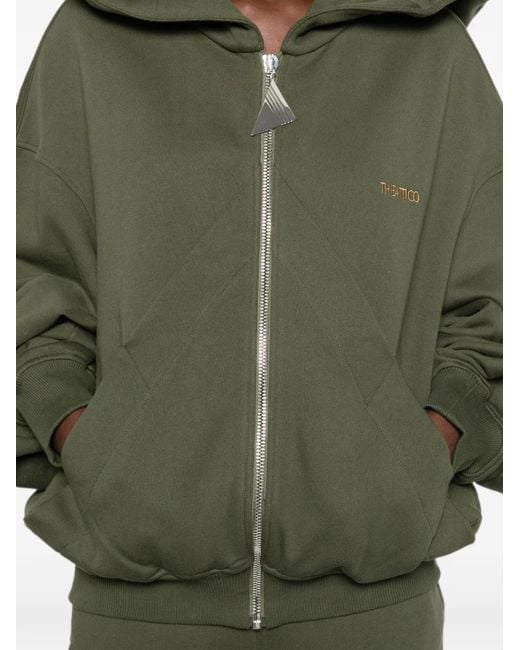 The Attico Green Logo-Embroidered Zip-Up Hoodie