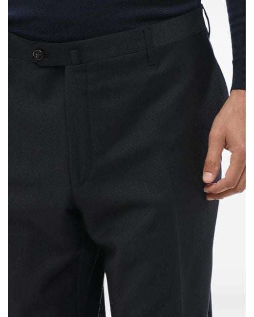 Corneliani Black Geometric-Pattern Trousers for men