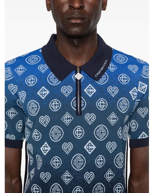 Casablanca Blue Short-Sleeve Knit Polo for men