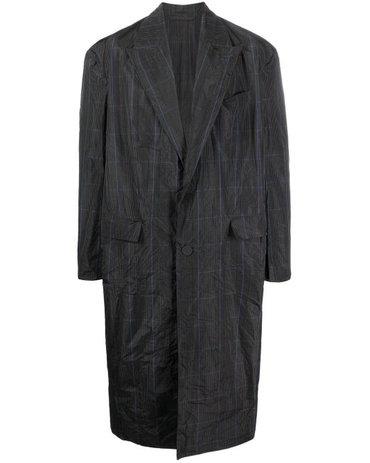 Balenciaga Gray Prince Of Wales Check Trench Coat for men