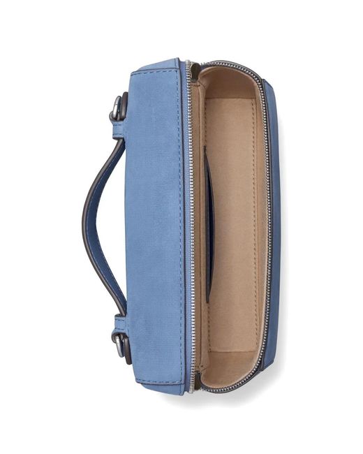 Tory Burch Blue Romy Nubuck Slim Top Handle