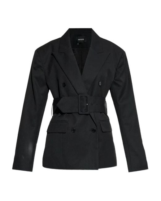 ROTATE BIRGER CHRISTENSEN Black Blazer Ceinturé À Boutonnière Croisée