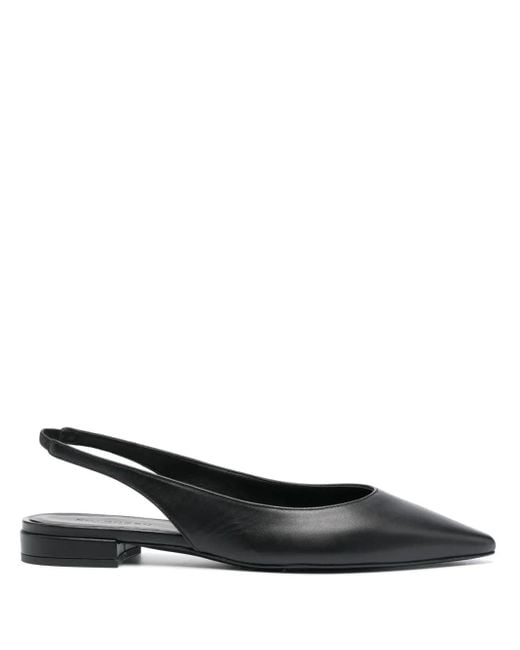Scarosso Black Slingback Leather Ballerinas