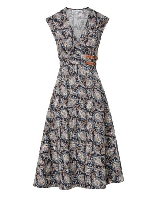 Vestido midi con estampado floral Veronica Beard de color Gray
