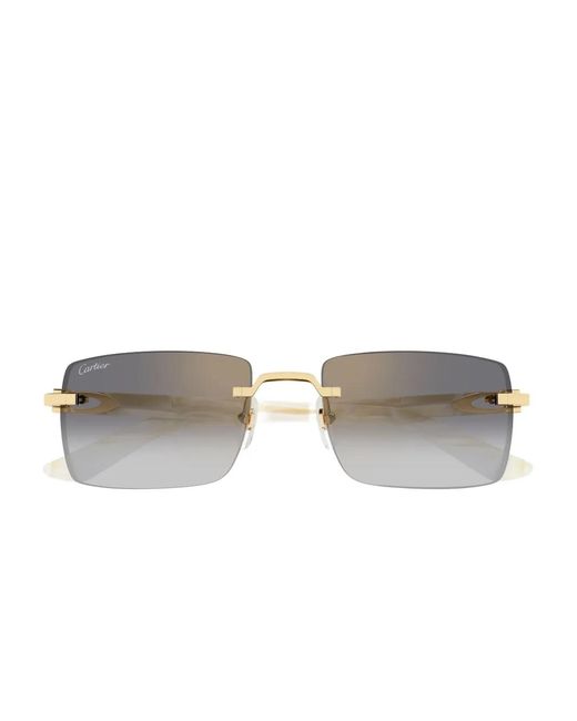 Cartier Metallic Rectangle-Frame Sunglasses