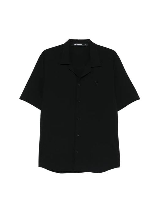 Karl Lagerfeld Black Chemise Brodée À Col Cubain for men