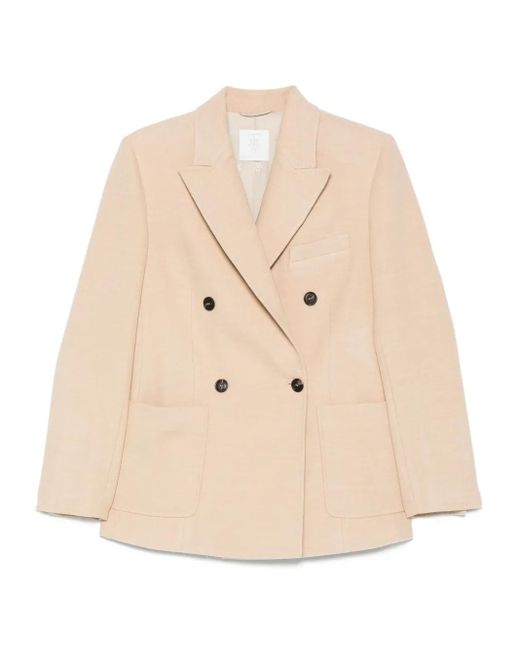 Eleventy Blazer Met Dubbele Rij Knopen En Zak in het Natural