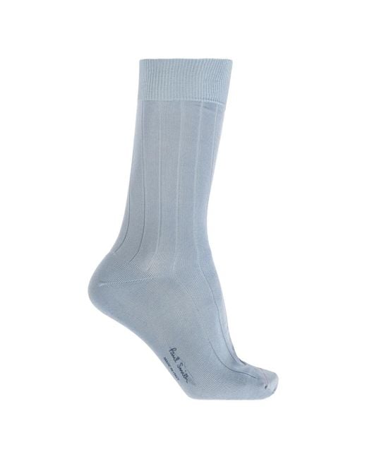 Paul Smith Blue Ribbed-Knit Socks (Set Of Six) for men
