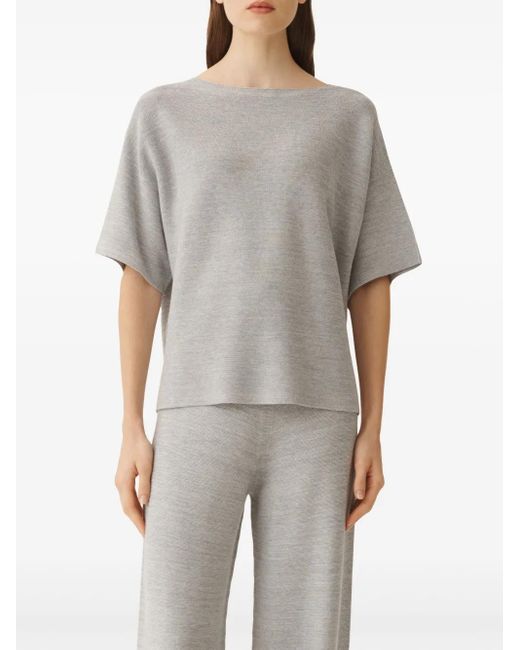 Fabiana Filippi Gray Knitted Cotton Top