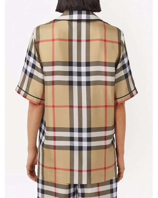 Burberry Natural Neutral Vintage Check Silk Pyjama Shirt - Women's - Silk