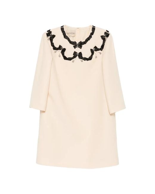 Valentino Garavani Natural Bow-Embellished Crystal-Pendant Dress